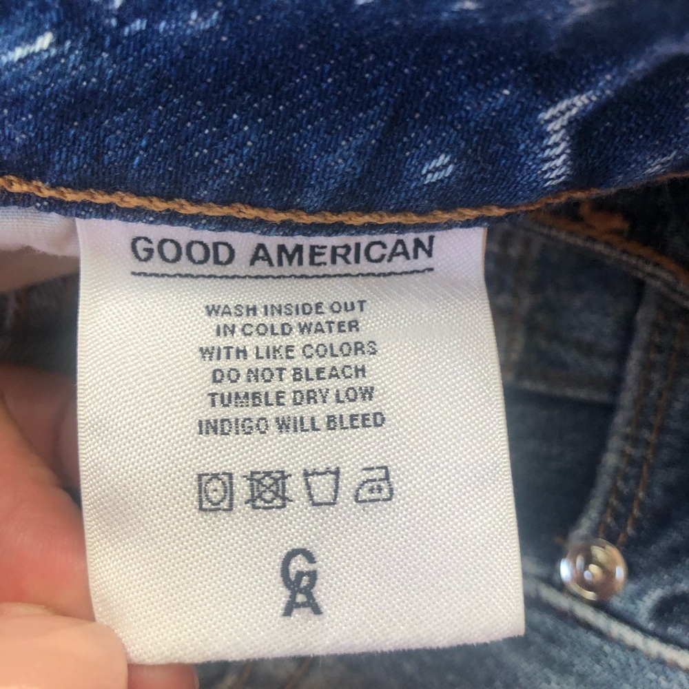NWT $155~GOOD AMERICAN~Black Zip Up Distressed Denim Jeans Mini Skirt~6/28/Small - Picture 9 of 10